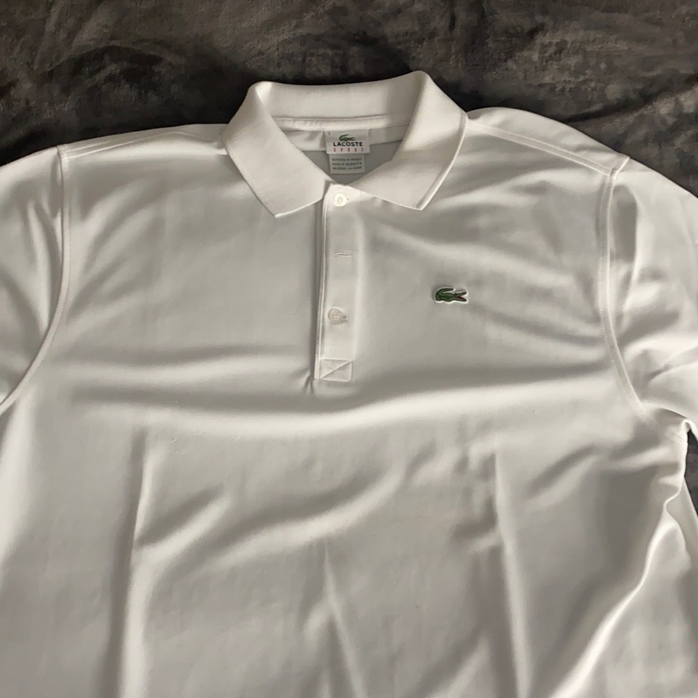 Men’s white Lacoste polo